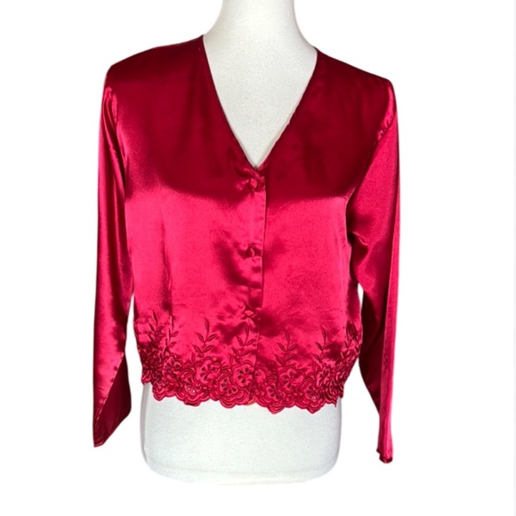 Victoria's Secret Other - Vintage Victoria’s Secret red satin pajama top Size P / XS